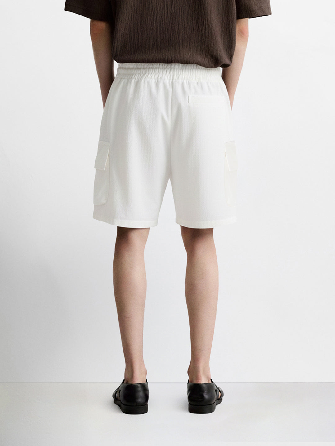 Men's White Relaxed Fit Solid Utility Shorts