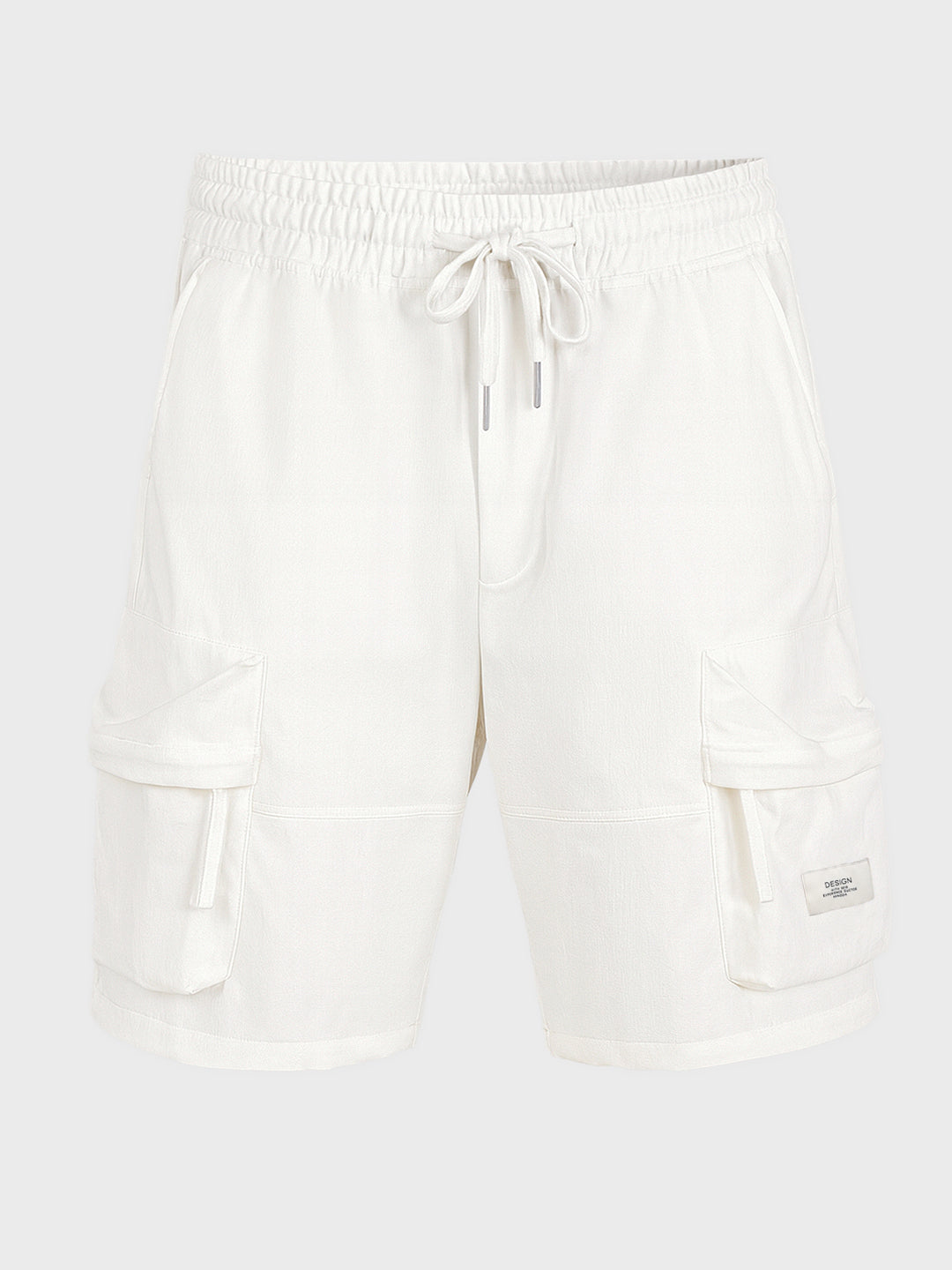 Men's White Relaxed Fit Solid Utility Shorts