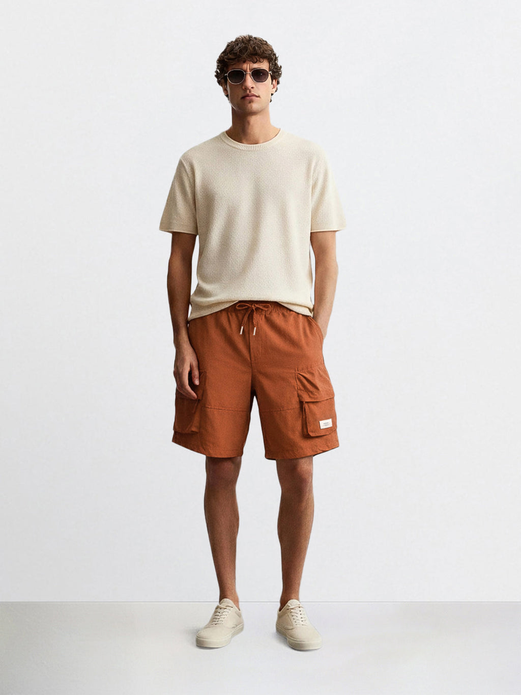 Men's Rust Relaxed Fit Solid Utility Shorts