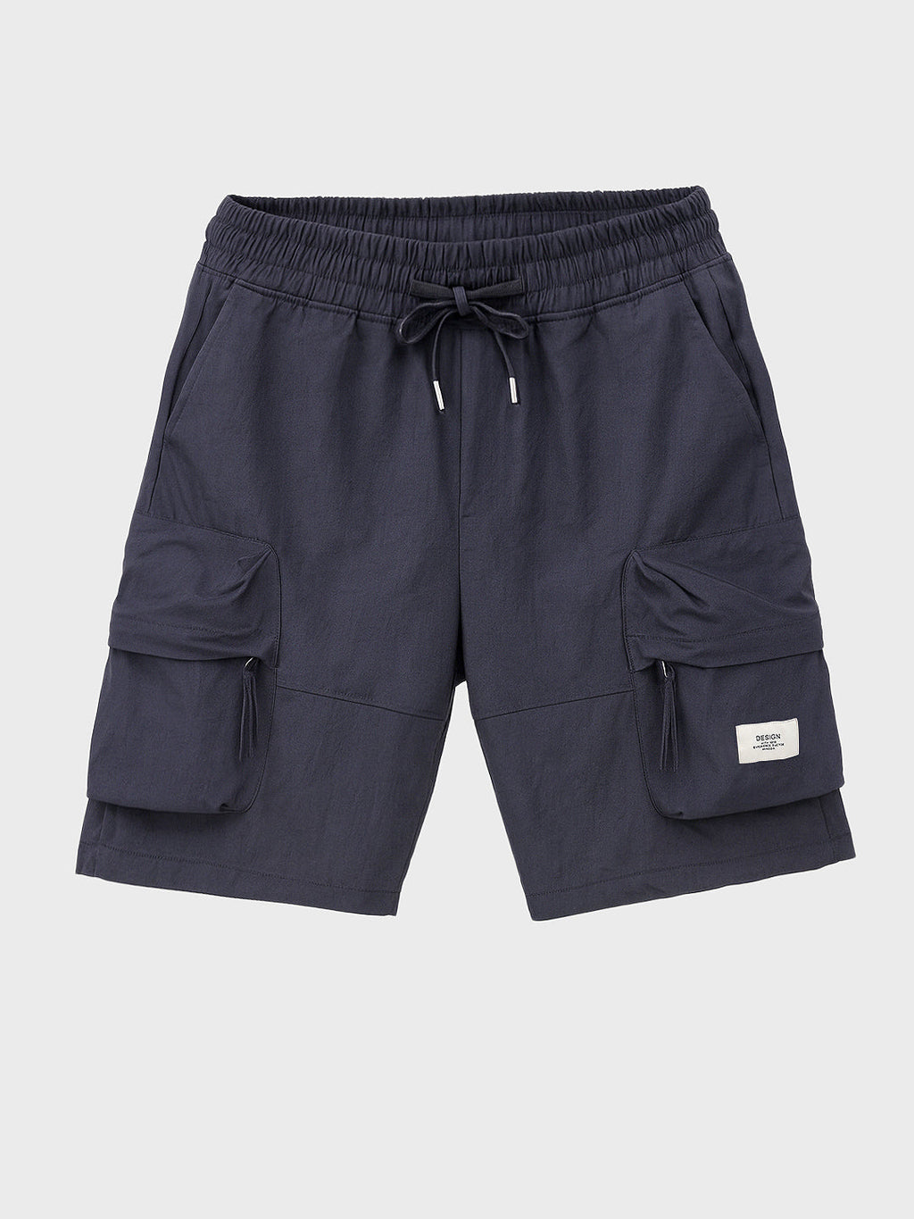 Men's Navy Blue Relaxed Fit Solid Utility Shorts