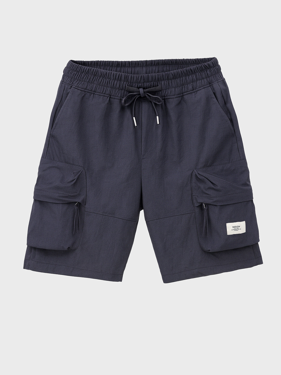Men's Navy Blue Relaxed Fit Solid Utility Shorts