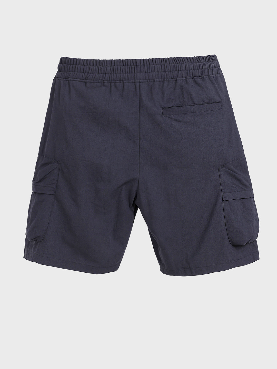 Men's Navy Blue Relaxed Fit Solid Utility Shorts