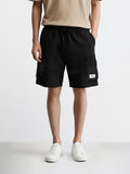 Men's Black Relaxed Fit Solid Utility Shorts