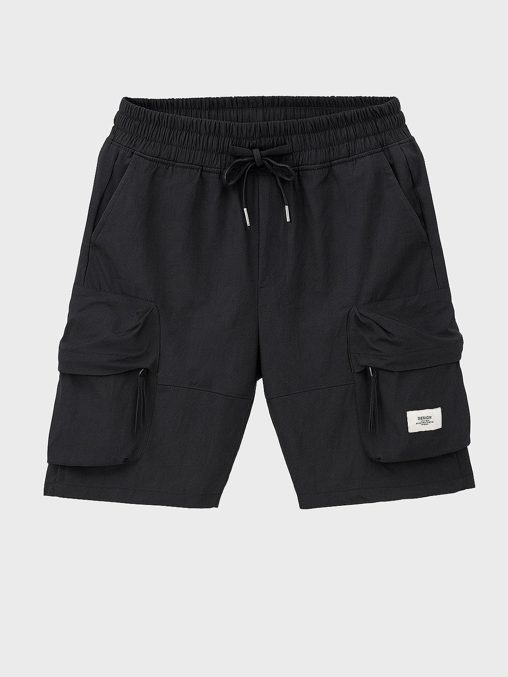 Men's Black Relaxed Fit Solid Utility Shorts
