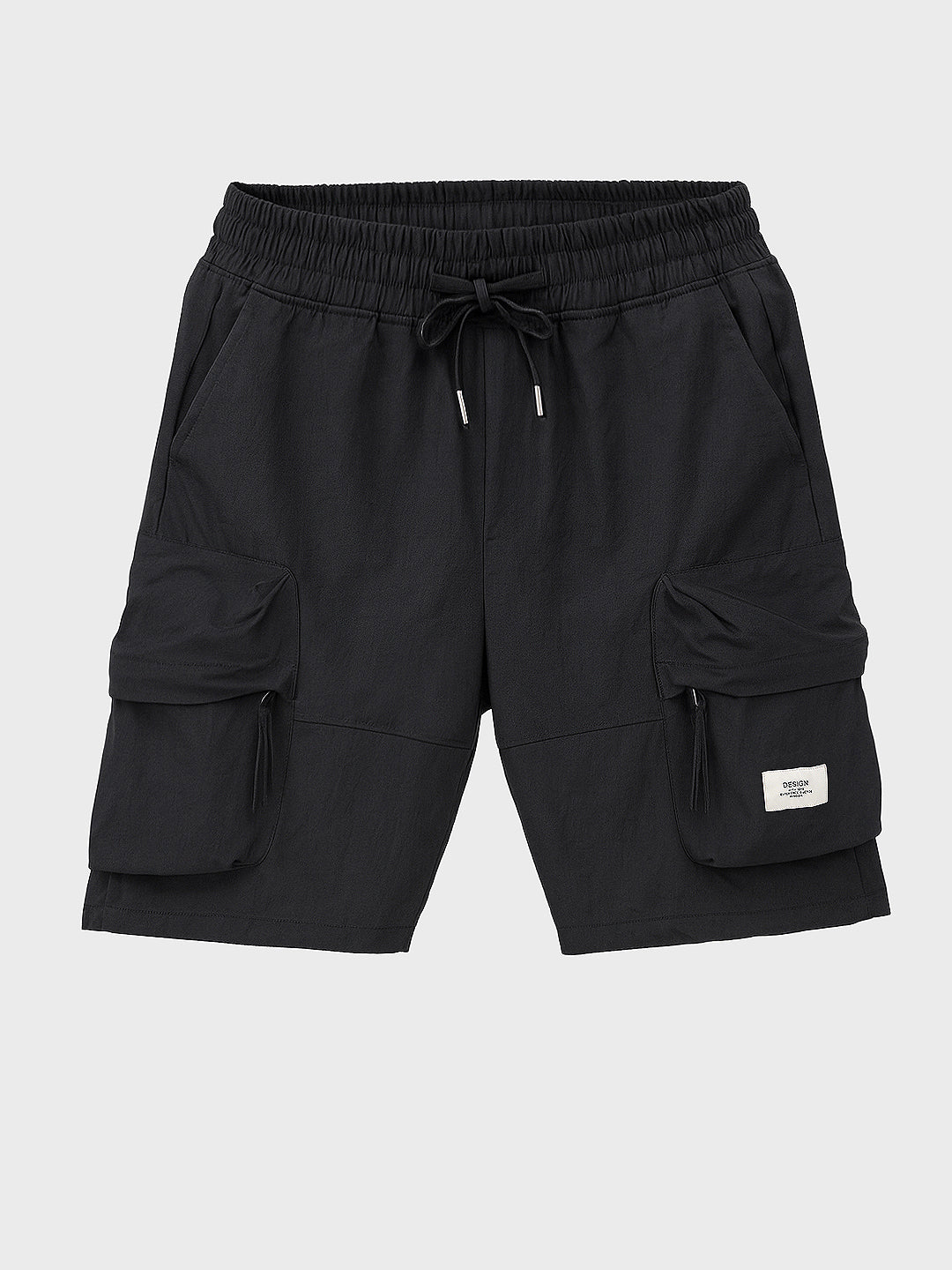 Men's Black Relaxed Fit Solid Utility Shorts