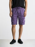 Men's Purple Relaxed Fit Solid Utility Shorts