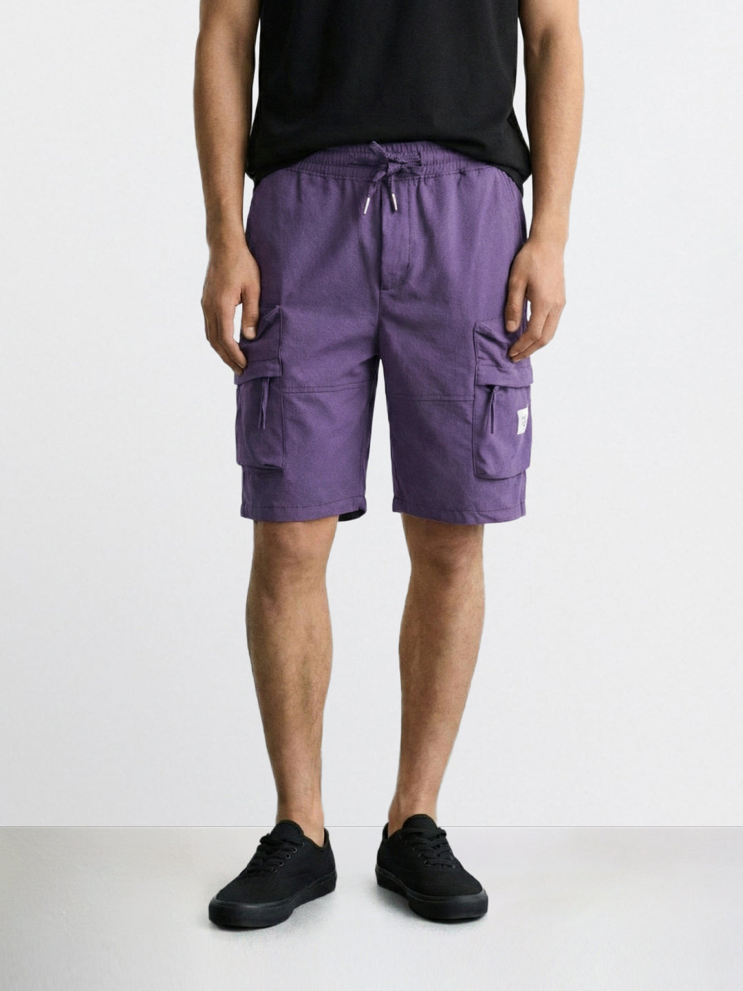 Men's Purple Relaxed Fit Solid Utility Shorts
