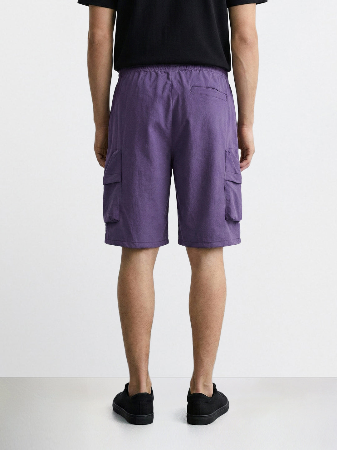 Men's Purple Relaxed Fit Solid Utility Shorts