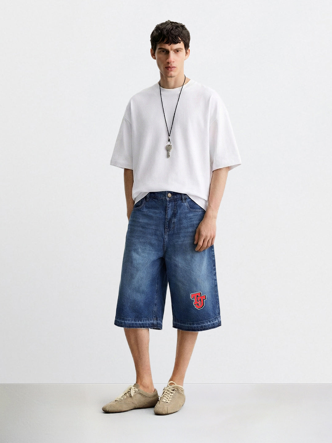 Men's Blue Relaxed Fit  Tom And Jerry Character Shorts
