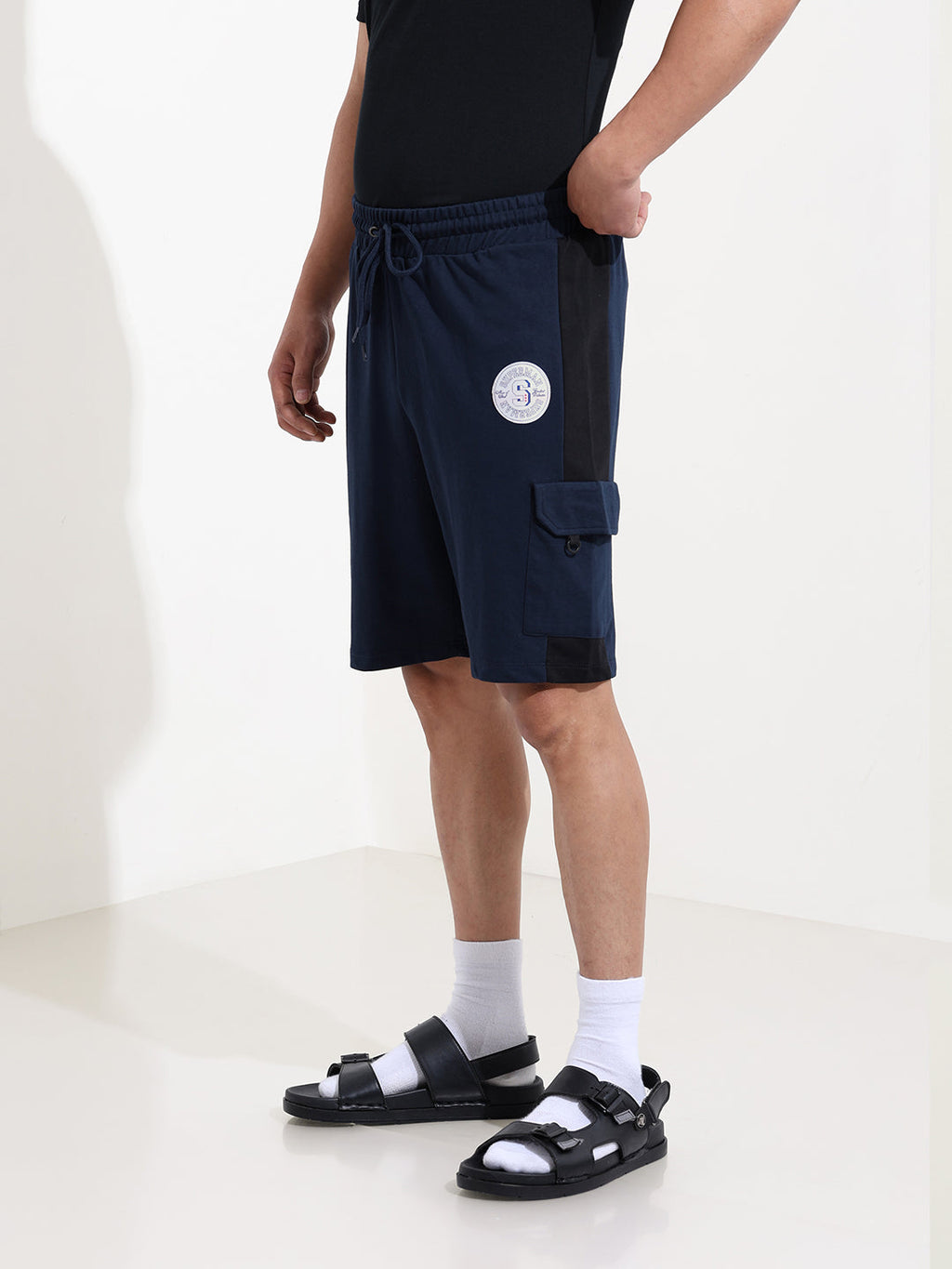 Men's Navy Blue Relaxed Fit Character Printed Shorts