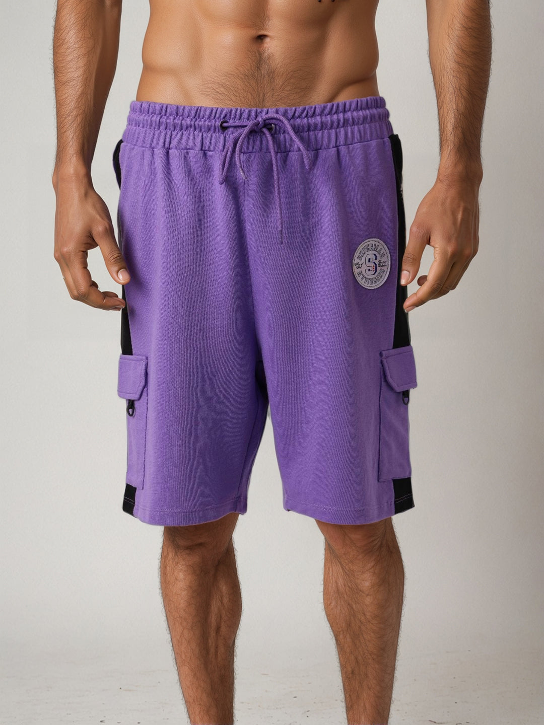 Men's Purple Relaxed Fit Character Superman Printed Shorts