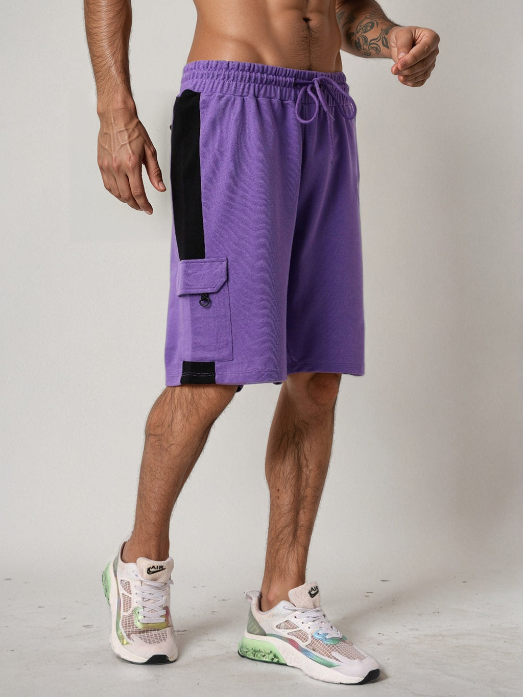Men's Purple Relaxed Fit Character Superman Printed Shorts
