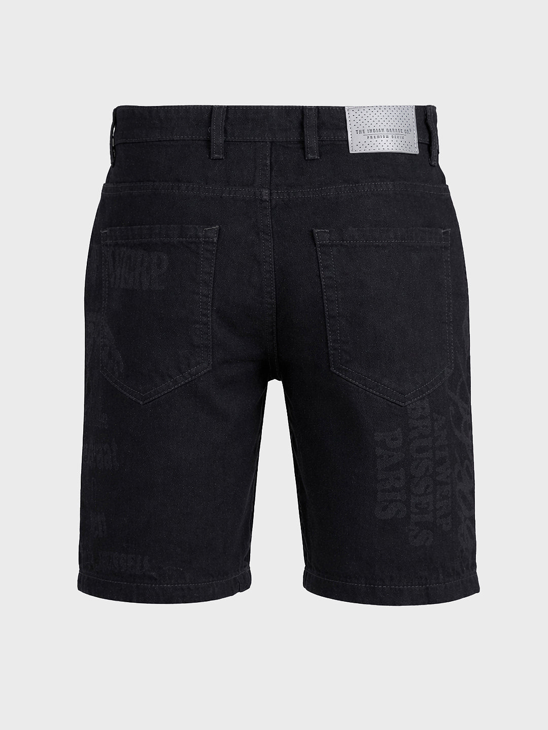 Men's Black Regular Fit Printed Retro Wear Shorts