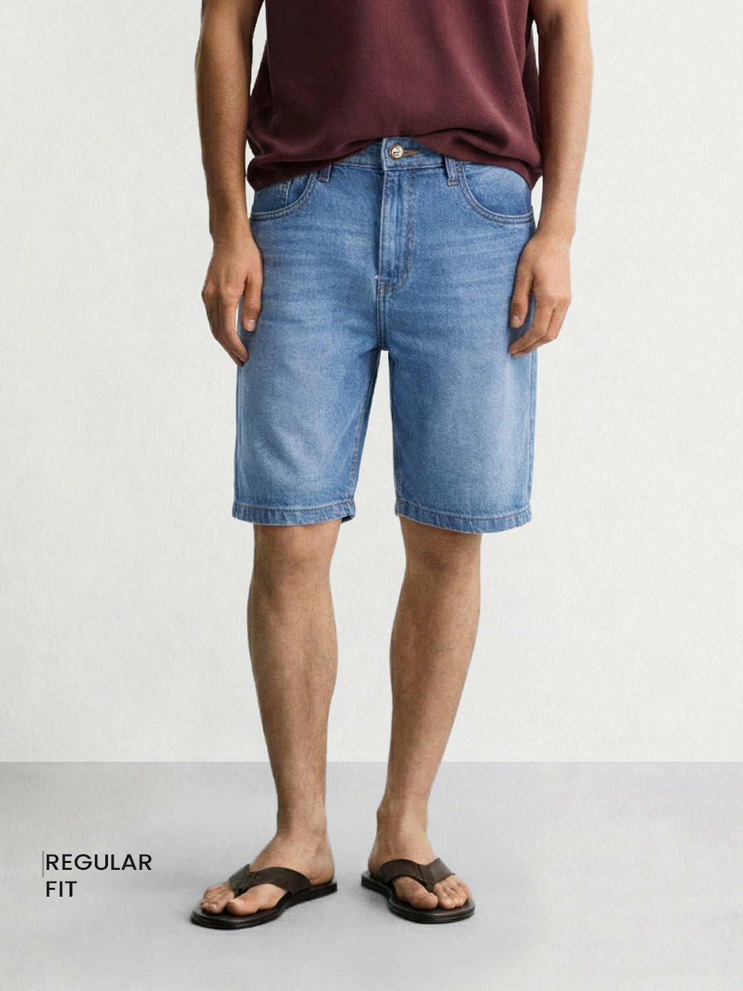 Men's Blue Regular Fit Solid Casual Shorts