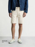 Men's White Regular Fit Solid Casual Shorts