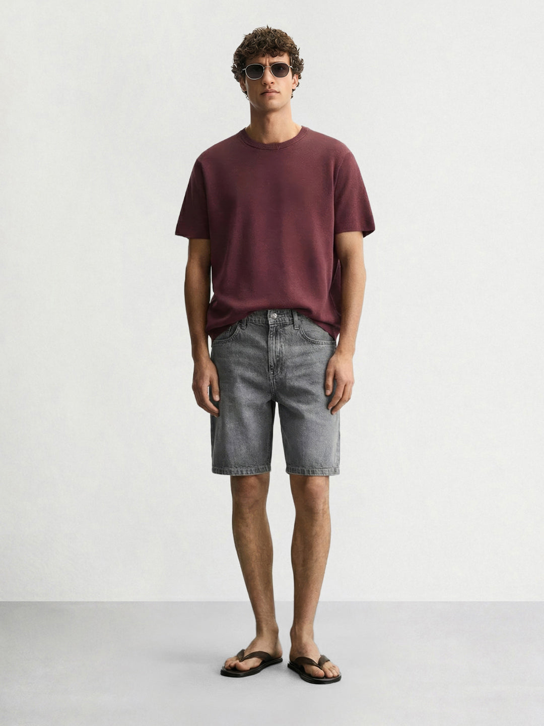 Men's Grey Regular Fit Solid Casual Shorts