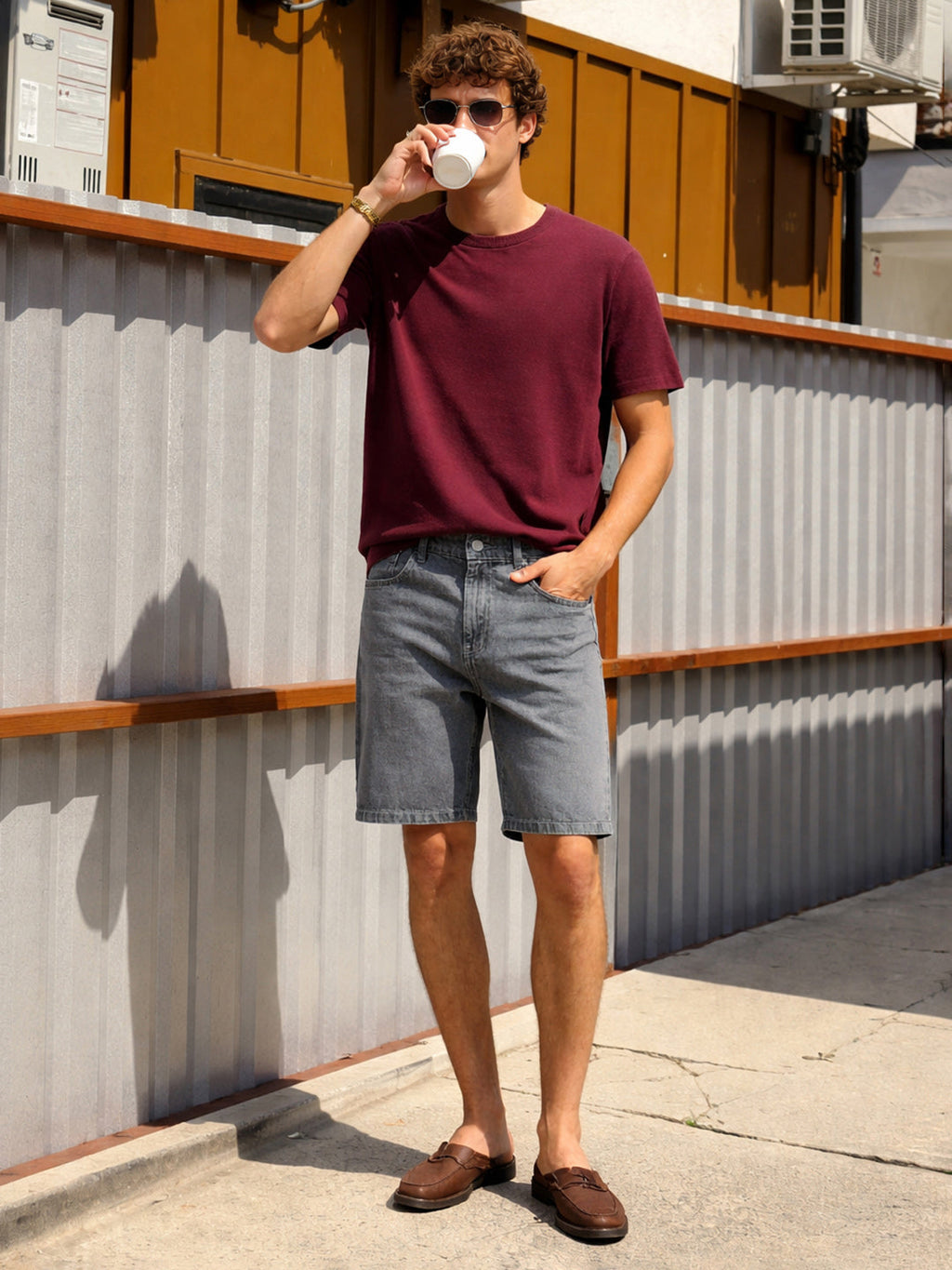 Men's Grey Regular Fit Solid Casual Shorts
