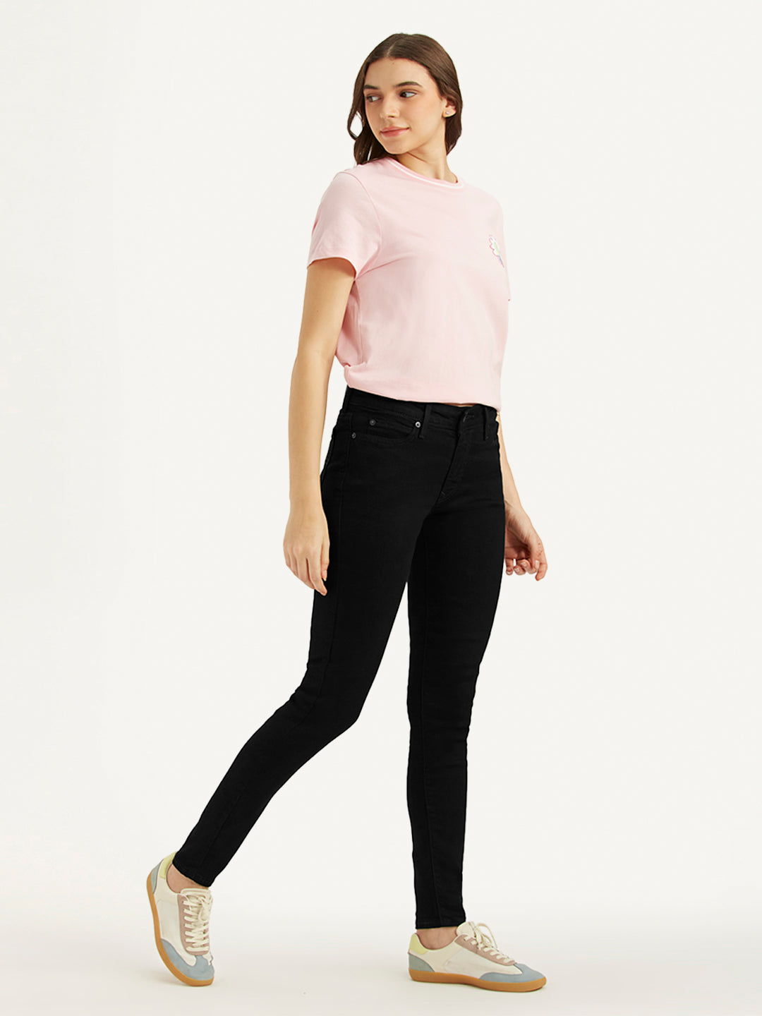 Women's 711 Black Skinny Fit Mid Rise Jeans