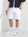 Men's White Relaxed Fit Solid Utility Shorts