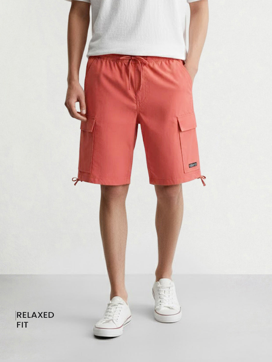 Men's Maroon Relaxed Fit Utility Shorts