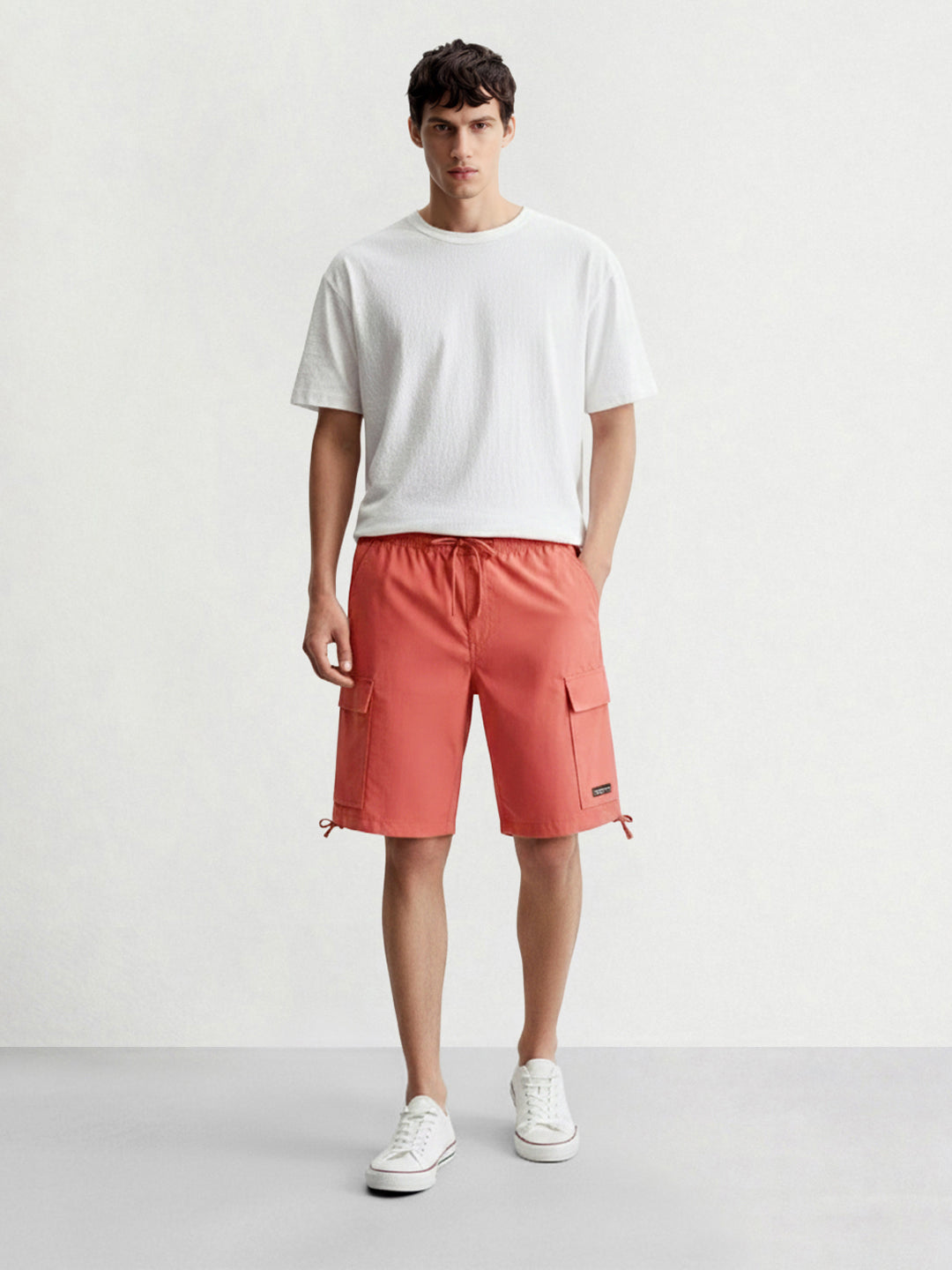 Men's Maroon Relaxed Fit Utility Shorts
