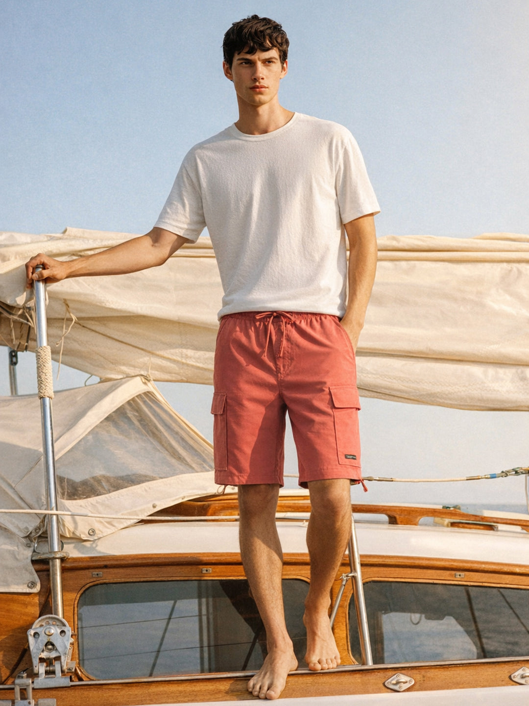 Men's Maroon Relaxed Fit Utility Shorts