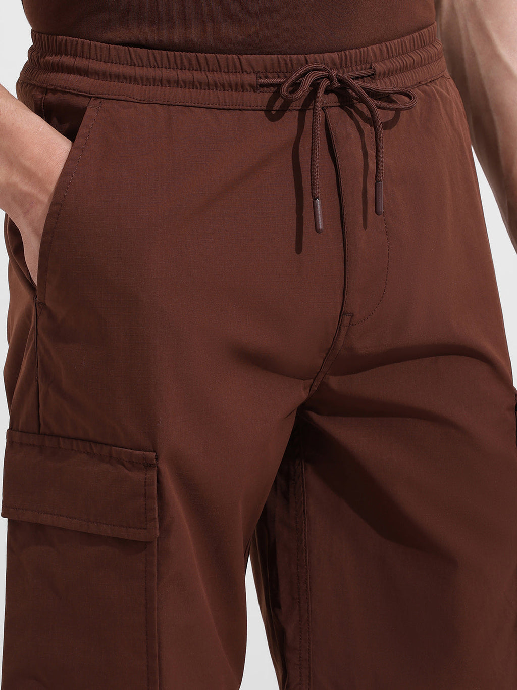 Men's Sepia Relaxed Fit Textured Utility Shorts
