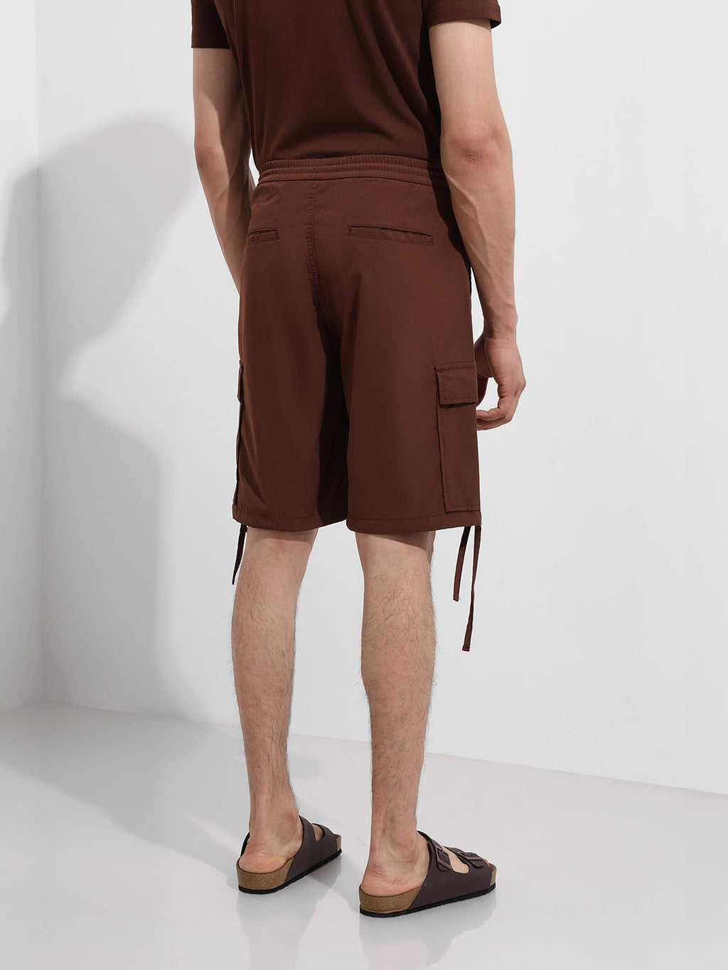 Men's Sepia Relaxed Fit Textured Utility Shorts