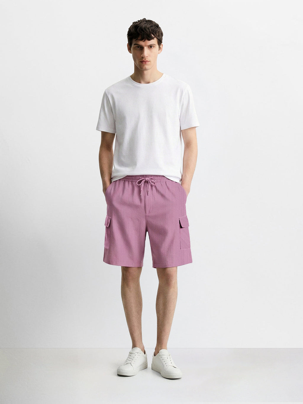 Men's Purple Relaxed Fit Solid Resort Wear Shorts