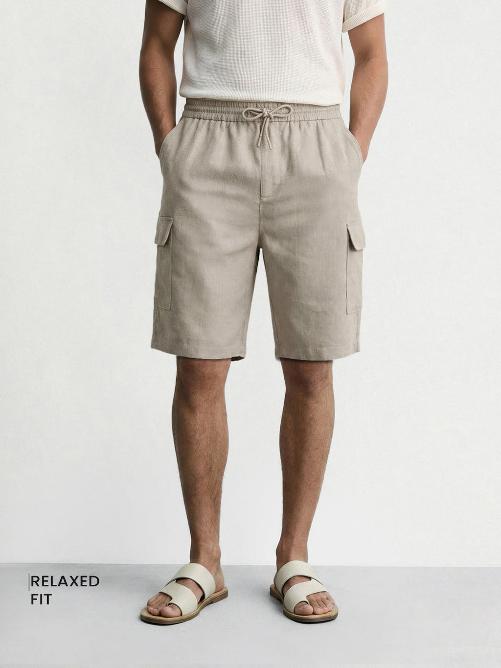 Men's Grey Relaxed Fit Solid Resort Wear Shorts