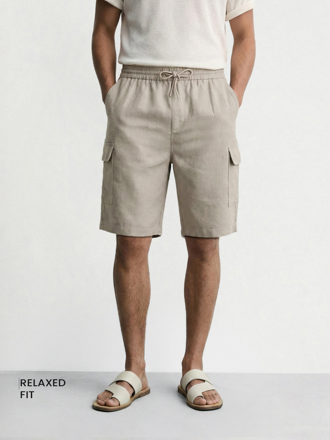 Men's Grey Relaxed Fit Solid Resort Wear Shorts