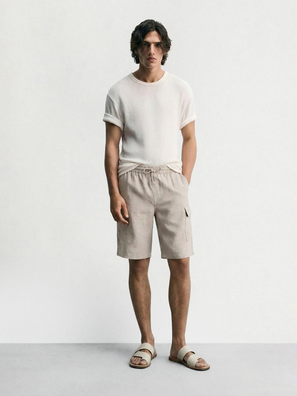 Men's Grey Relaxed Fit Solid Resort Wear Shorts