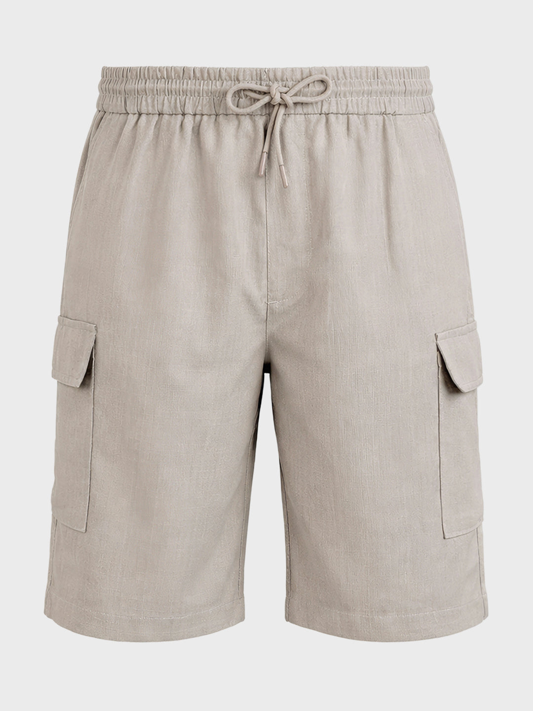 Men's Grey Relaxed Fit Solid Resort Wear Shorts