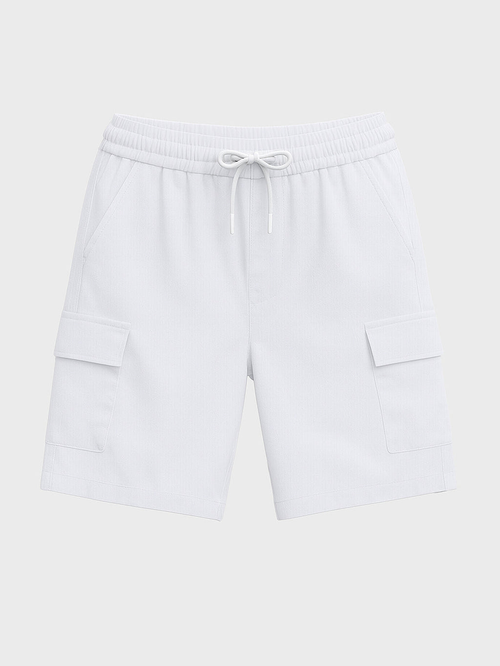 Men's White Relaxed Fit Solid Resort Wear Shorts