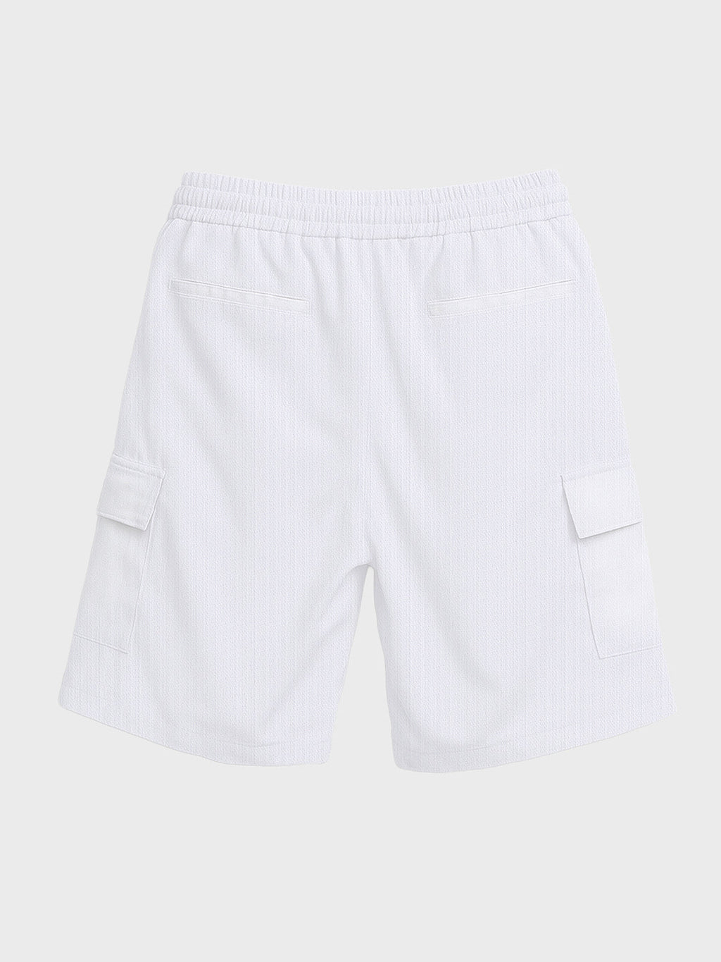 Men's White Relaxed Fit Solid Resort Wear Shorts
