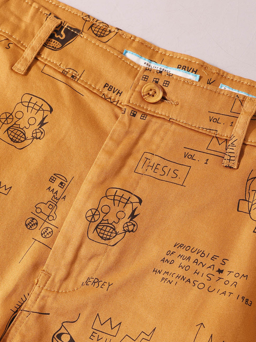 Men's Brown Slim Fit Printed Casual Shorts