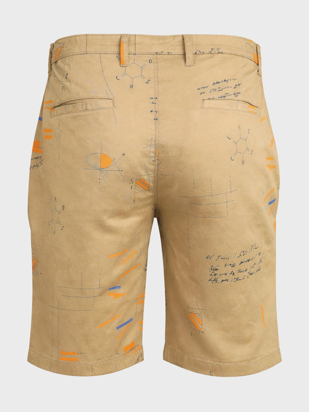 Men's Beige Slim Fit Printed Casual Shorts