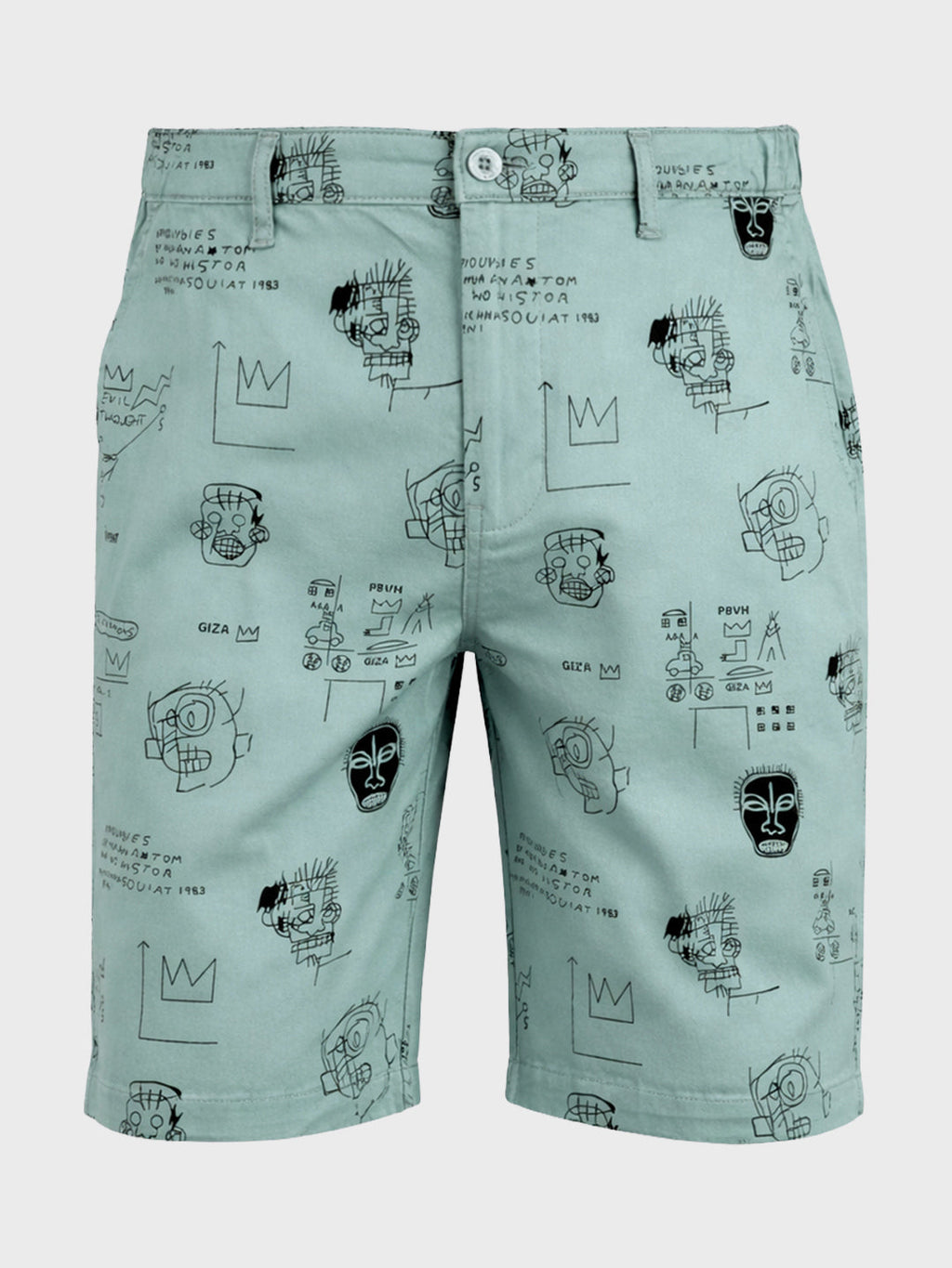 Men's Green Slim Fit Printed Casual Shorts
