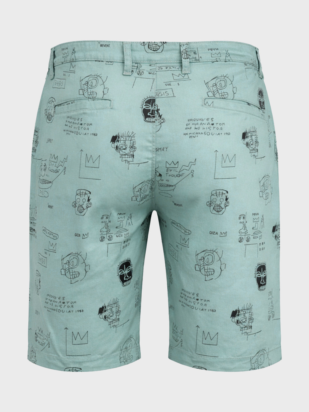 Men's Green Slim Fit Printed Casual Shorts