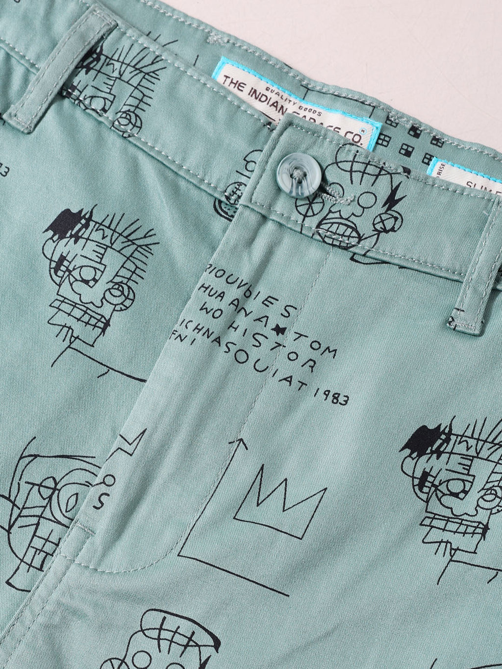 Men's Green Slim Fit Printed Casual Shorts