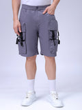 Men's Steel grey Relaxed Fit Solid Utility Shorts