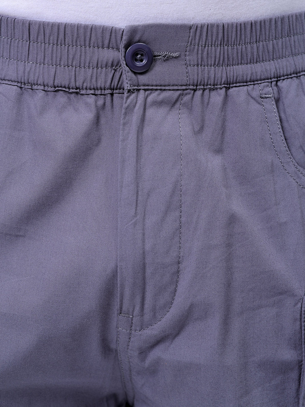 Men's Steel grey Relaxed Fit Solid Utility Shorts