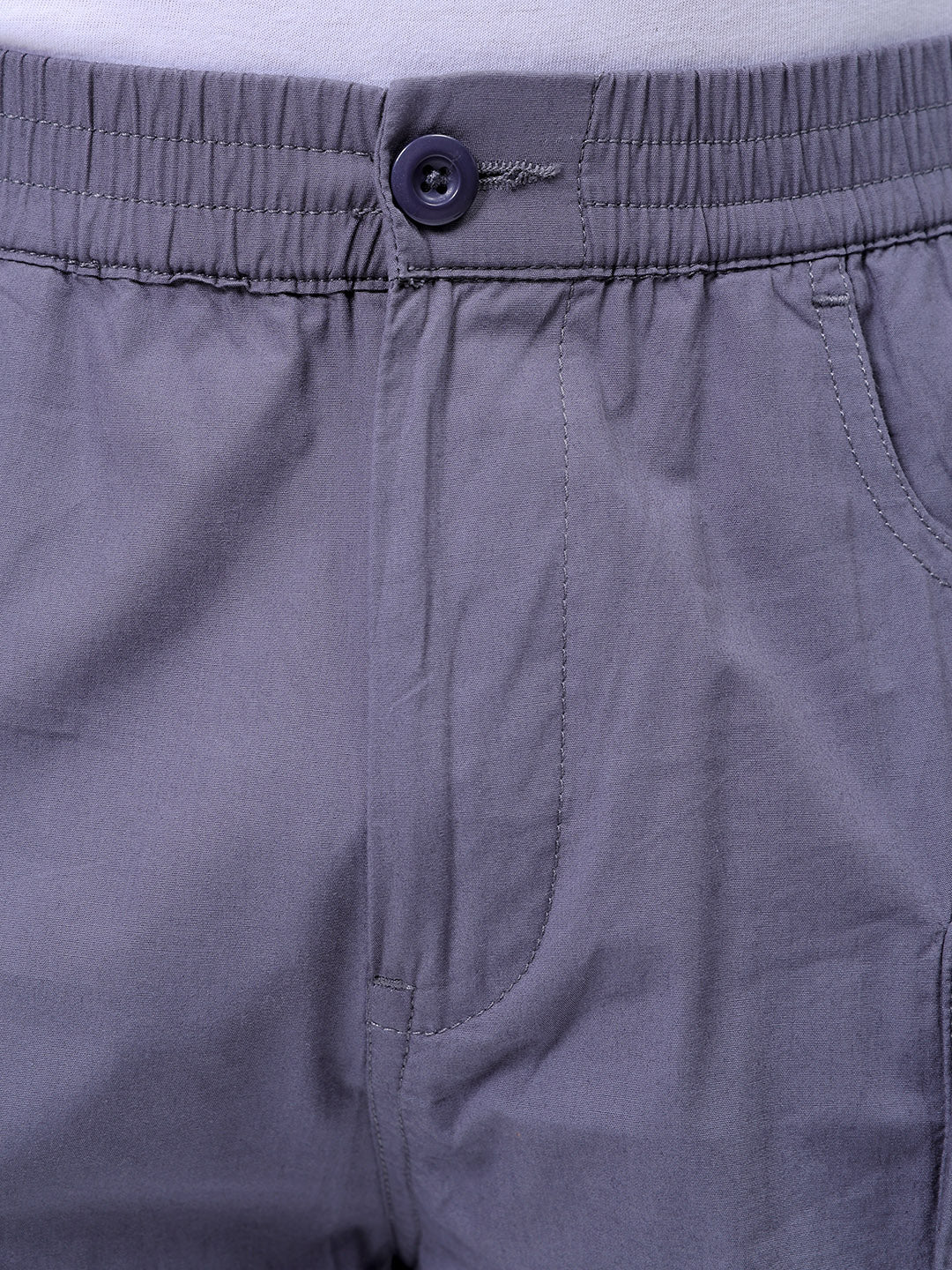 Men's Steel grey Relaxed Fit Solid Utility Shorts