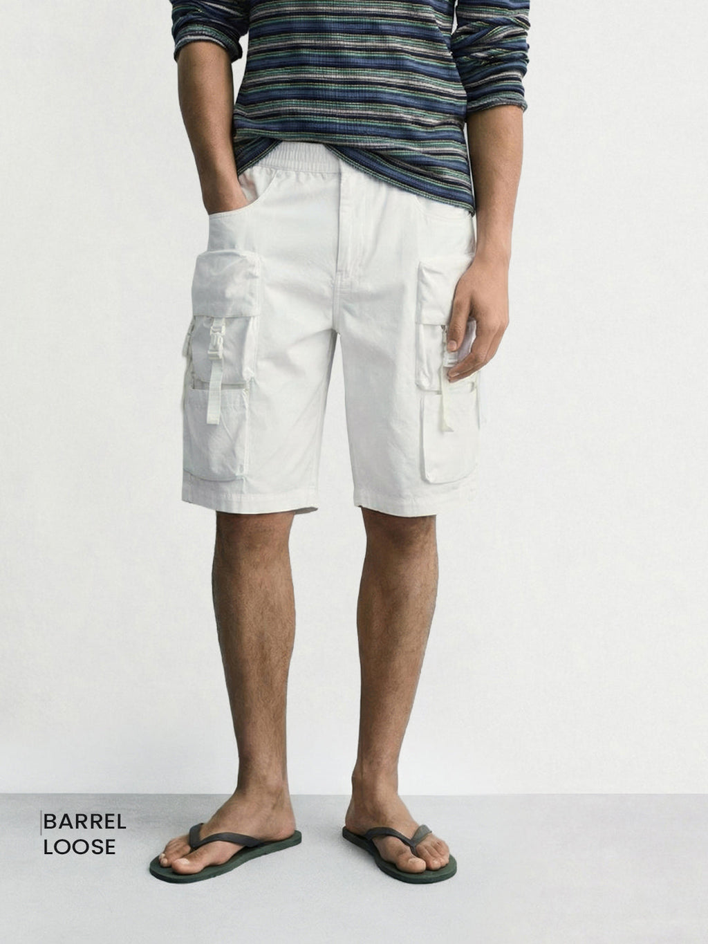 Men's White Relaxed Fit Utility Shorts