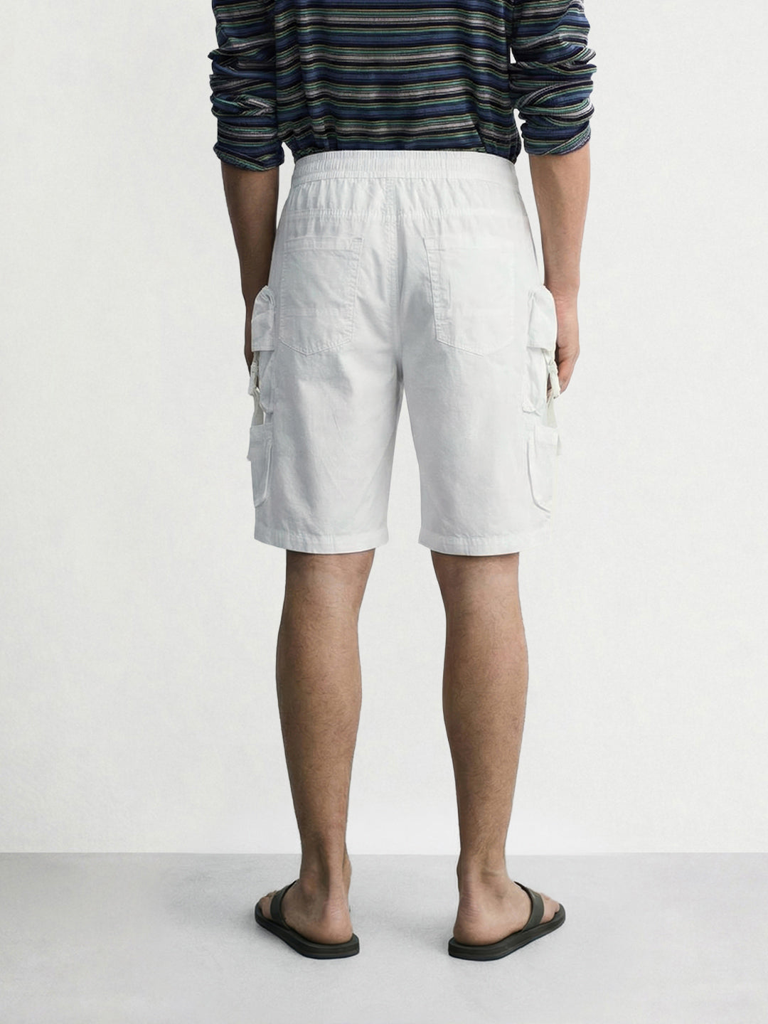 Men's White Relaxed Fit Utility Shorts