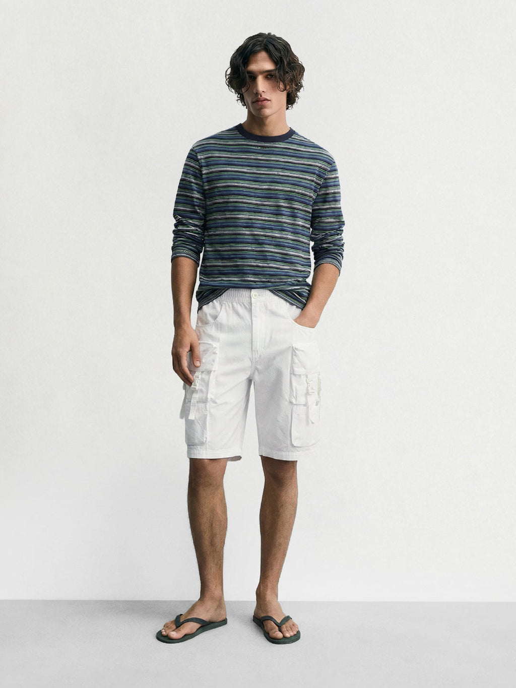 Men's White Relaxed Fit Utility Shorts