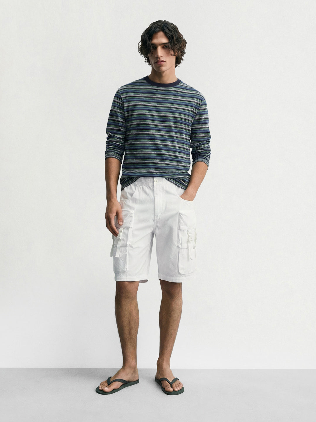 Men's White Relaxed Fit Utility Shorts