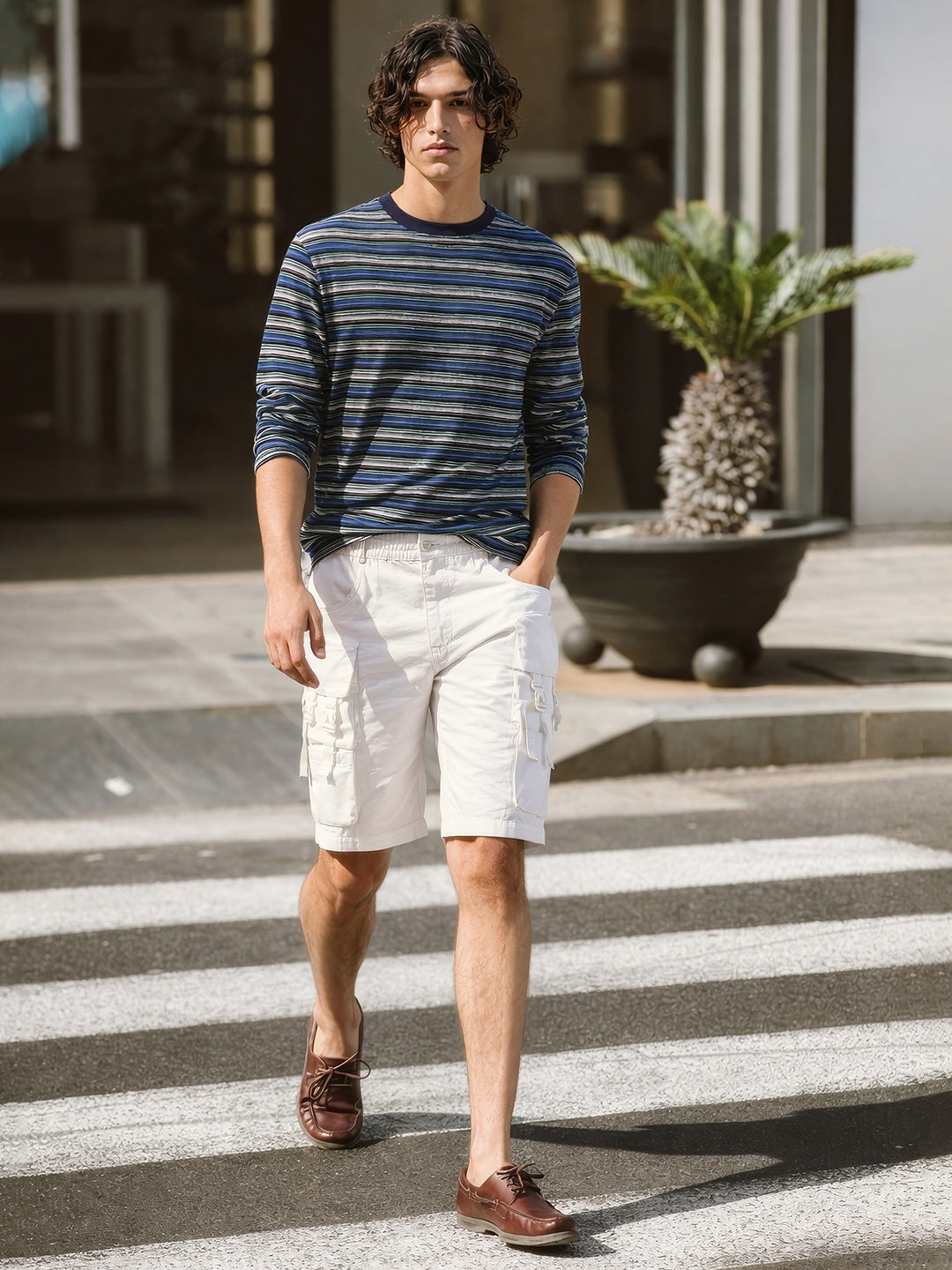 Men's White Relaxed Fit Utility Shorts