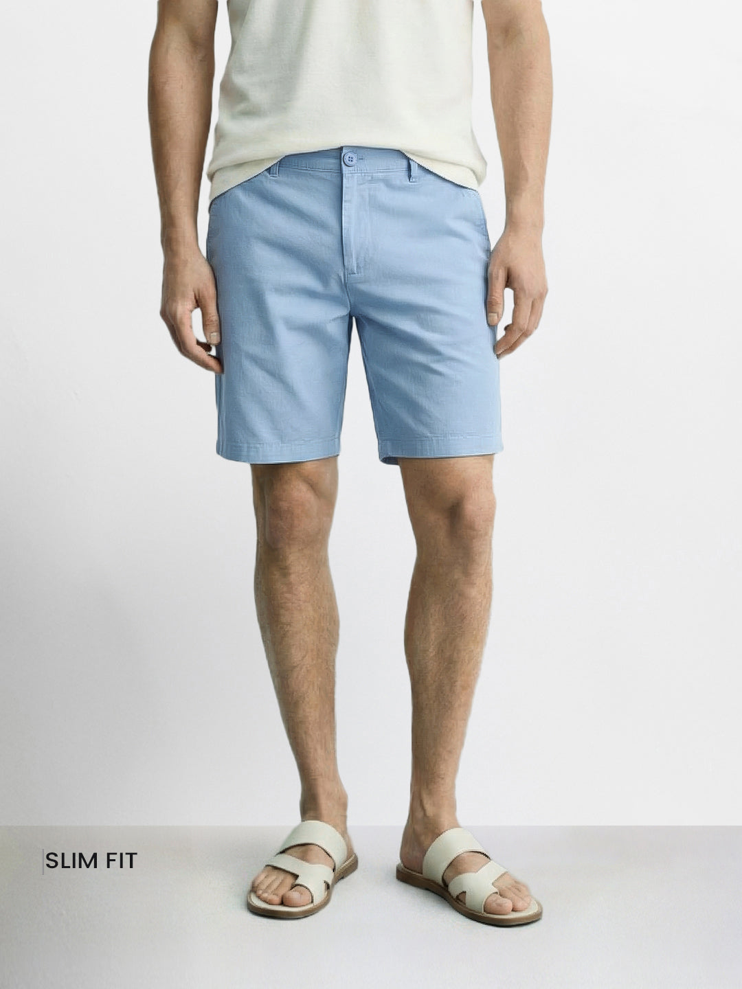 Men's Blue Slim Fit Solid Casual Shorts