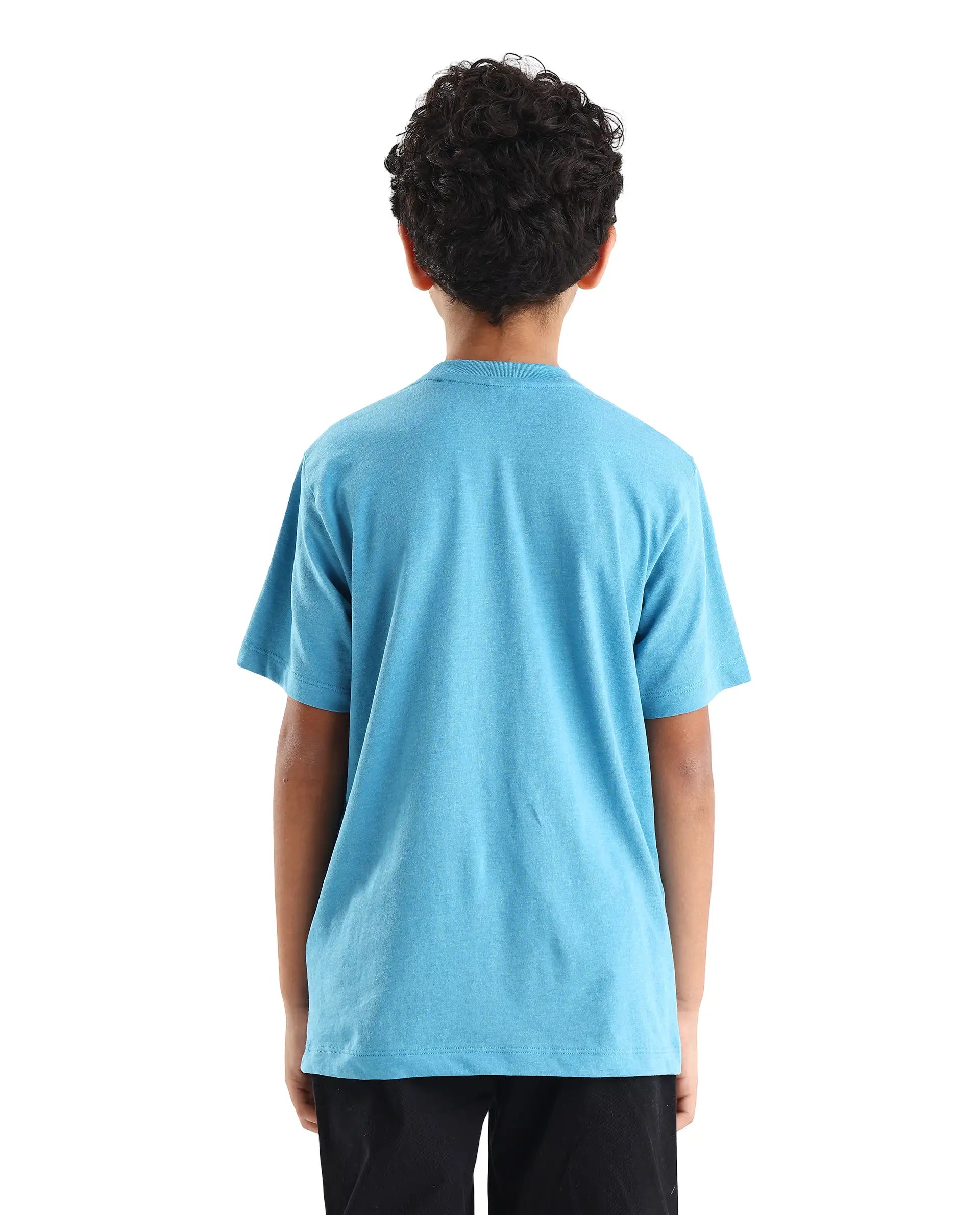 Rare Ones Kids Boaz Turq Cotton Graphic Print Regular Fit T-Shirt